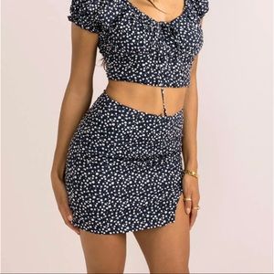 Navy/white Floral Skirt